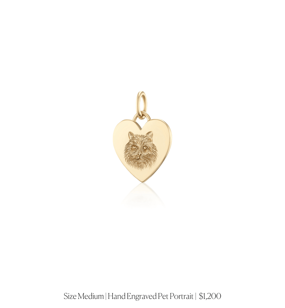 14k solid gold personalized Classic Heart Charm with custom hand engraving