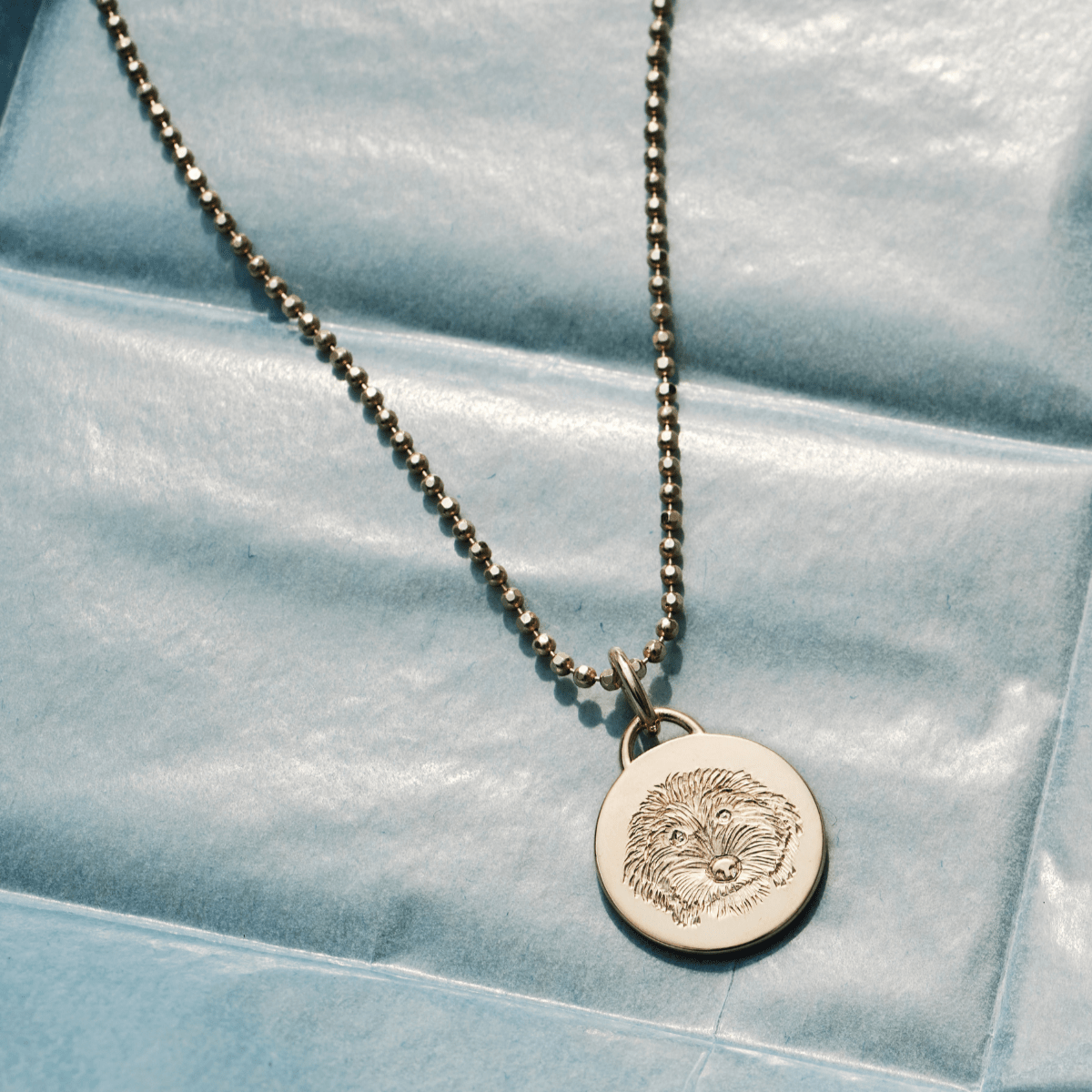 14k solid gold Caviar Necklace in a diamond-cut ball link
