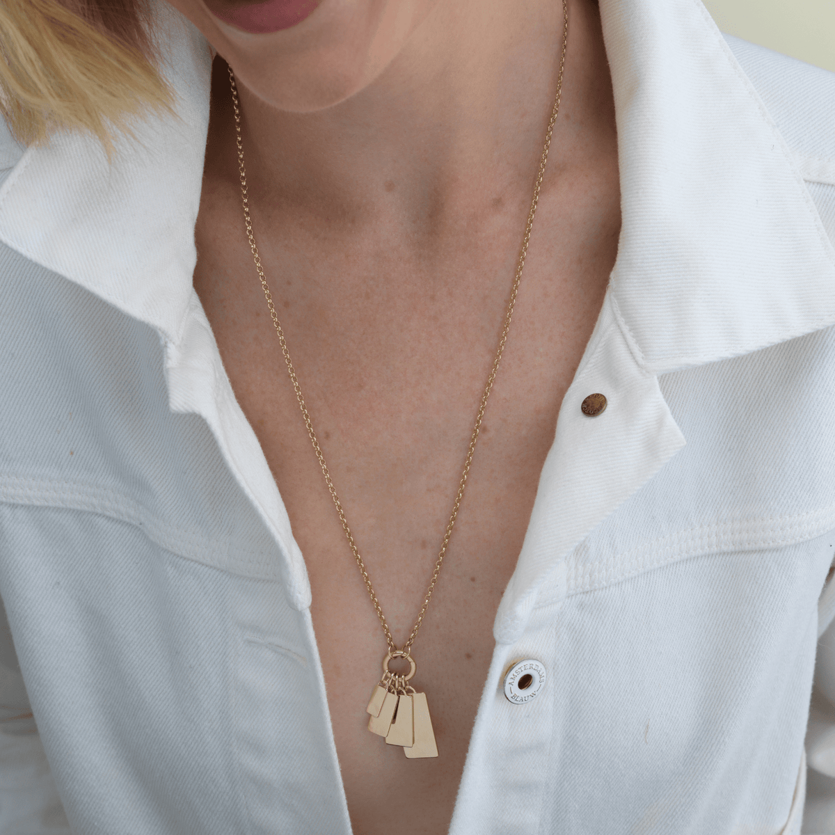 14k solid gold personalized Classic Rectangle Charm with custom hand engraving