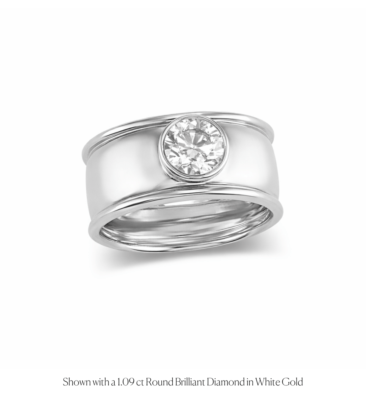 14k solid gold Commons engagement ring with a bezel-set diamond