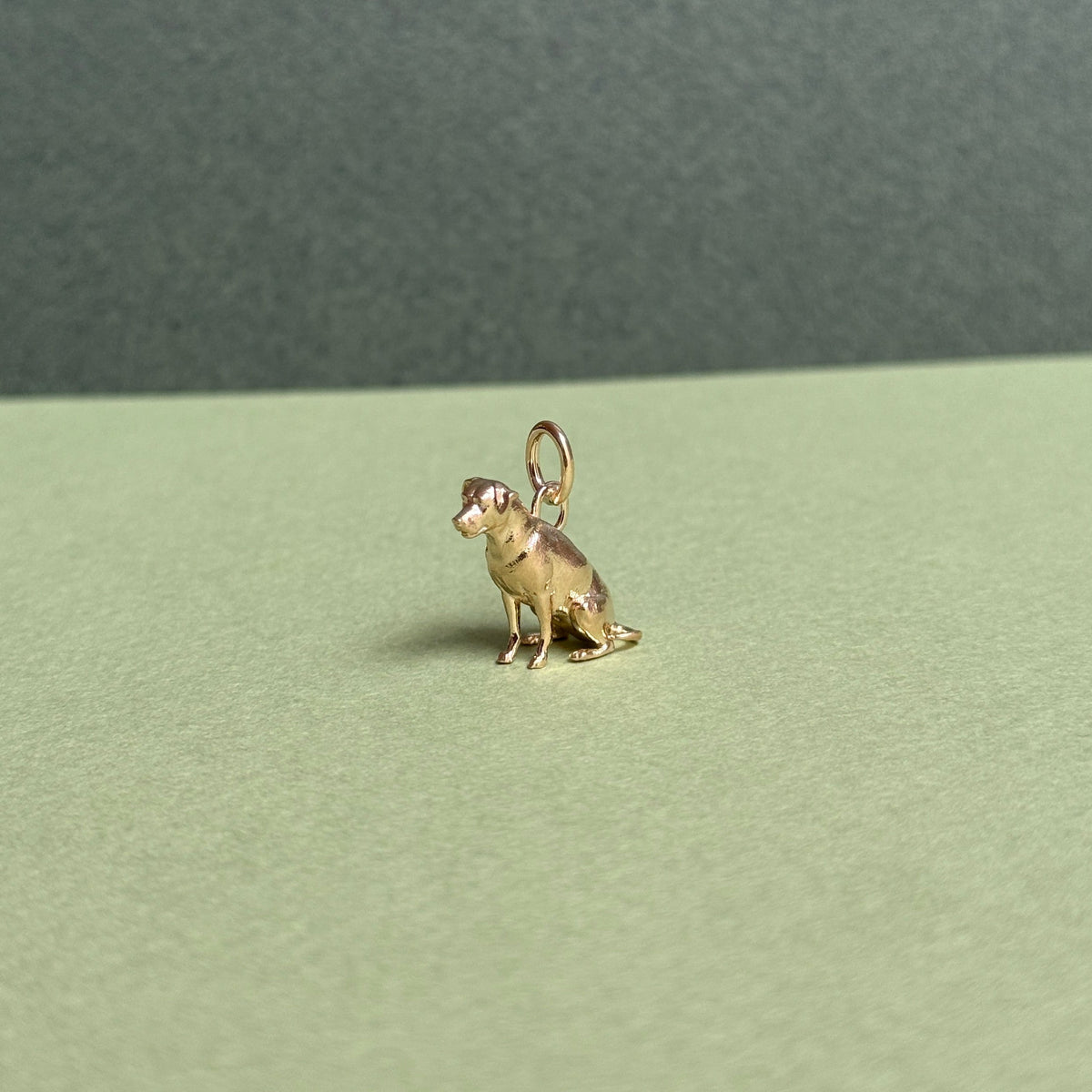 14k solid gold Custom Dog Charm as a custom hand-carved dog portrait