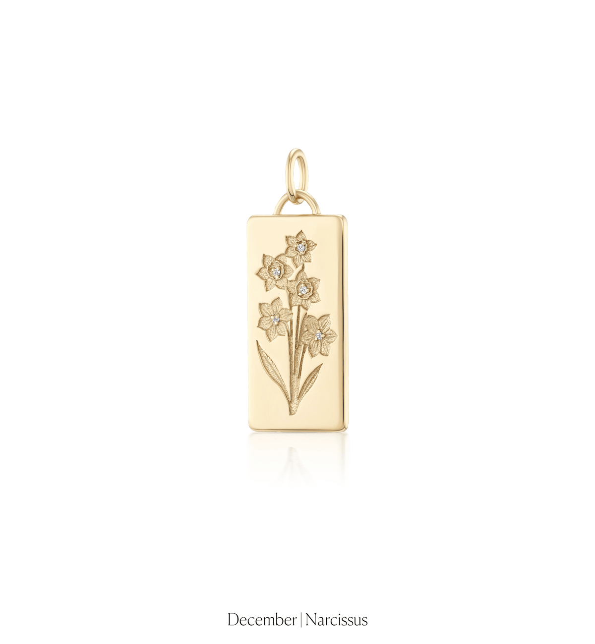 14k solid gold Birth Month Flower Charm with a birth-month flower motif