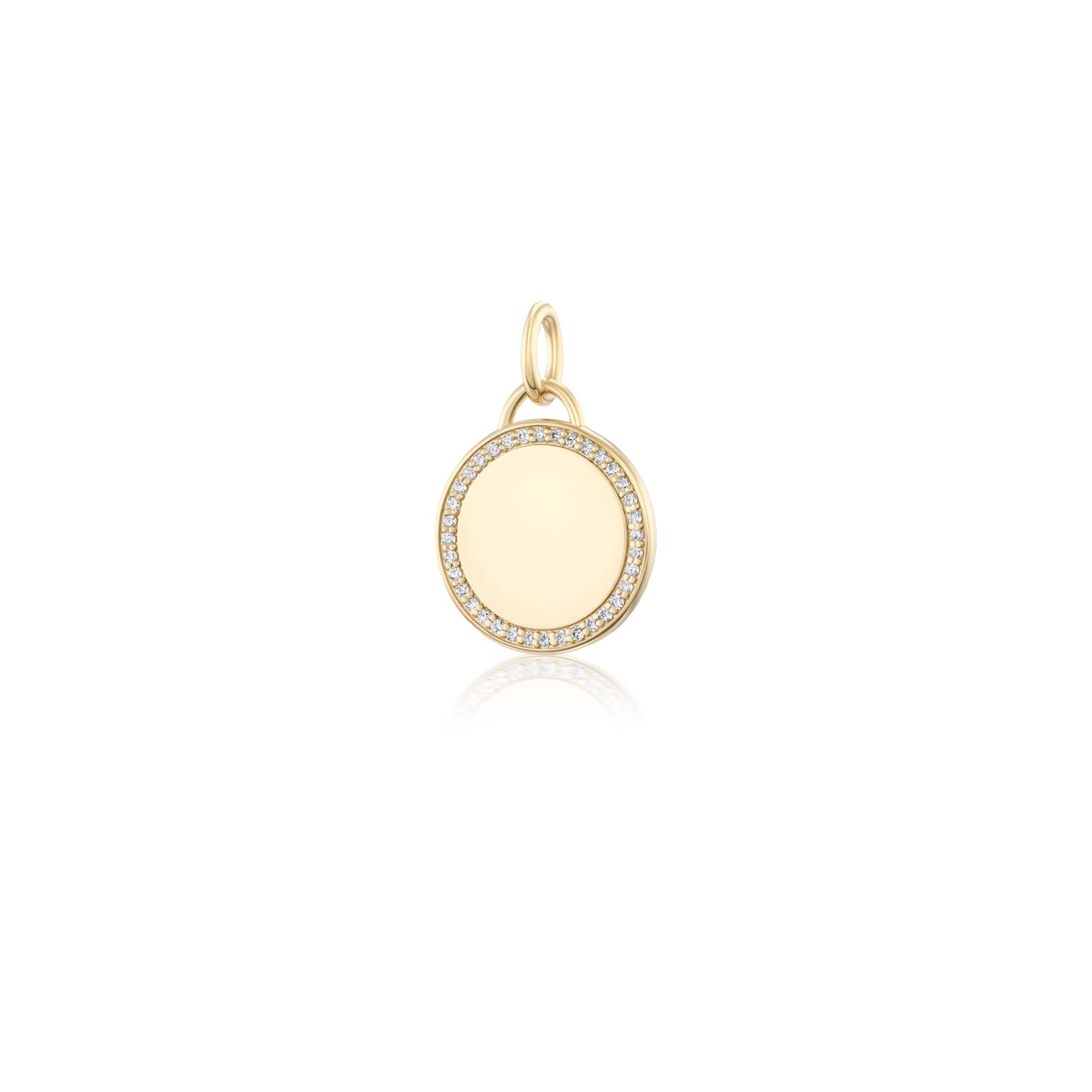 14k solid gold Diamond Border Circle Charm