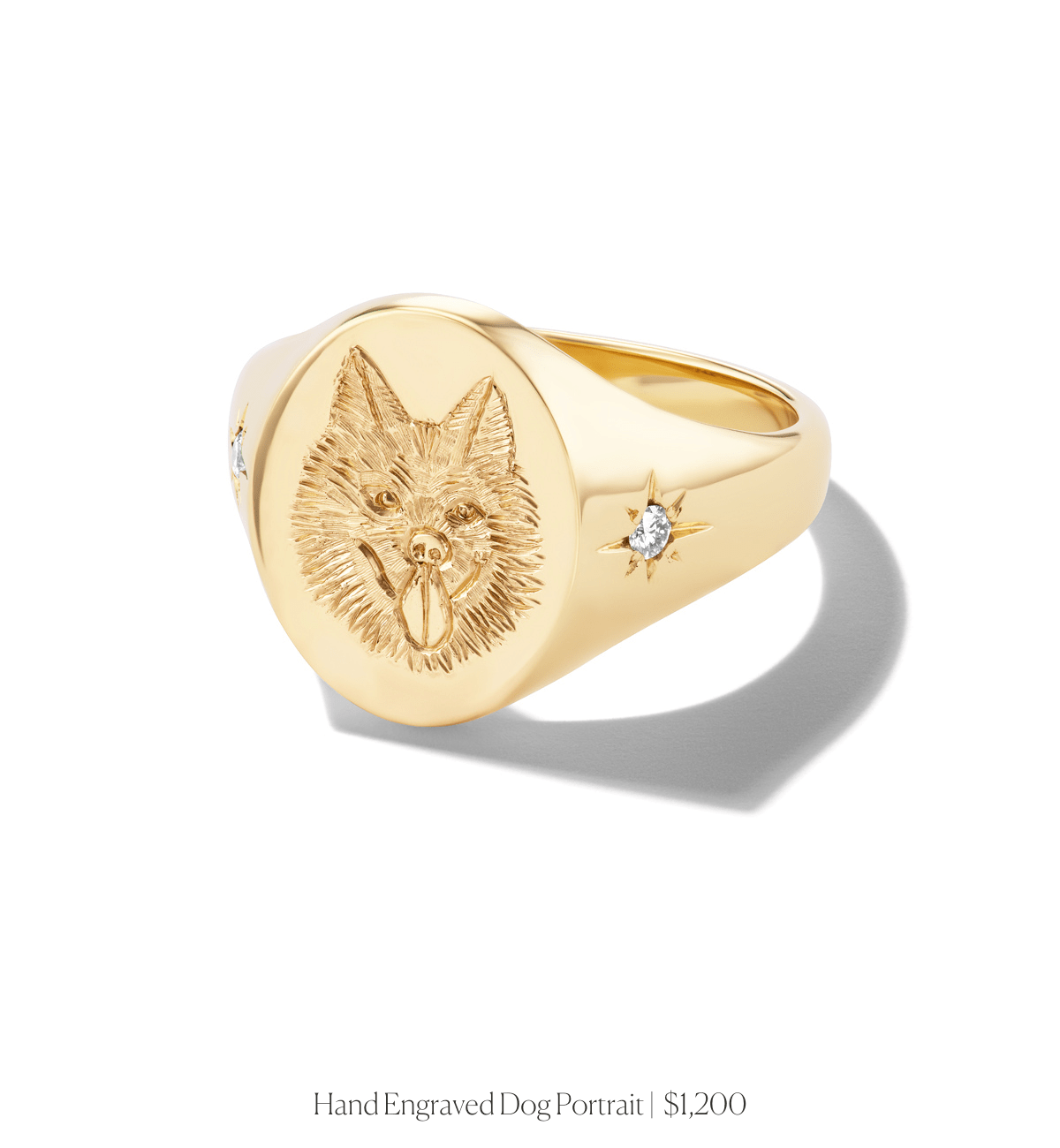 14k solid gold personalized Heritage Signet Ring with custom hand engraving