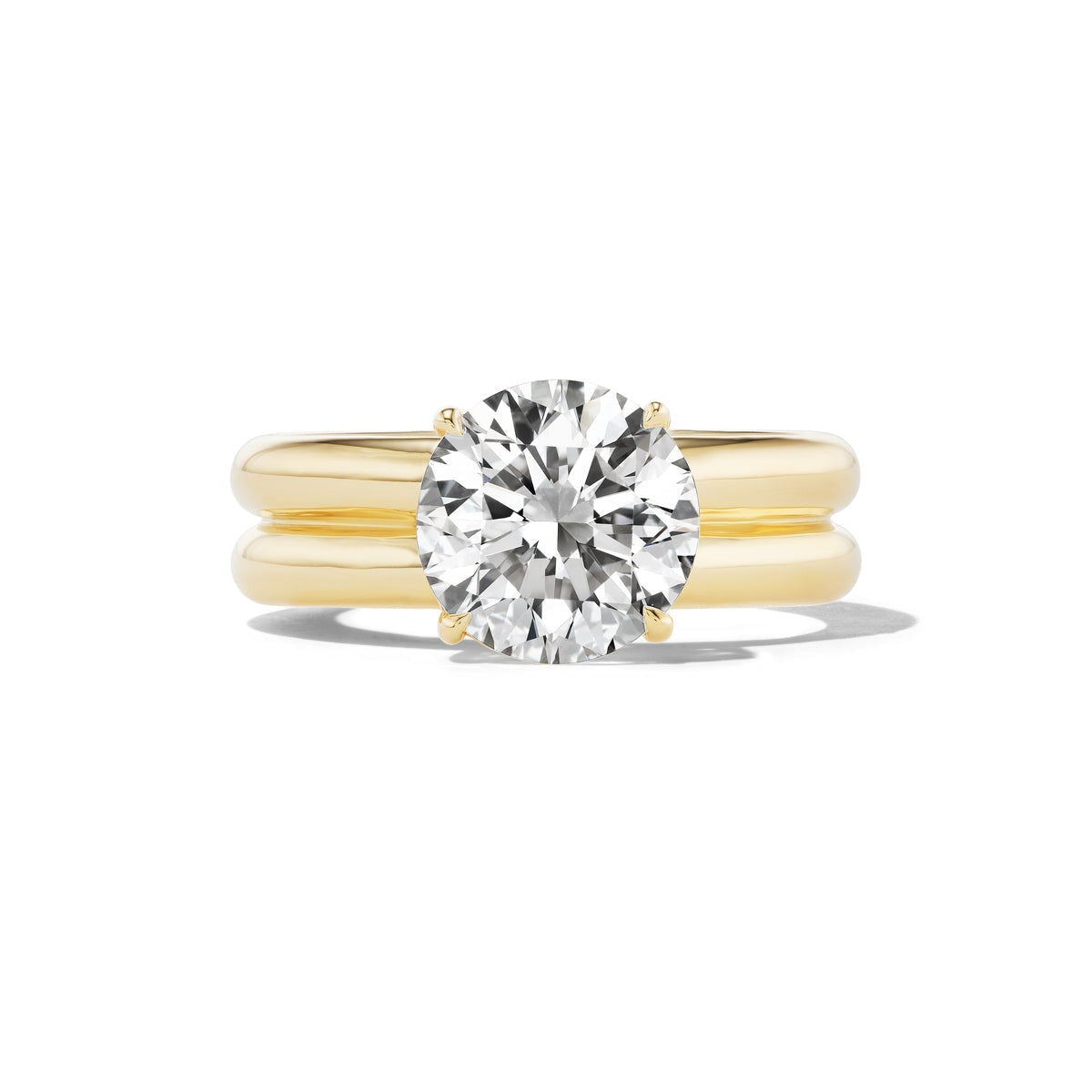 14k solid gold Duo engagement ring with two bezel-set diamonds