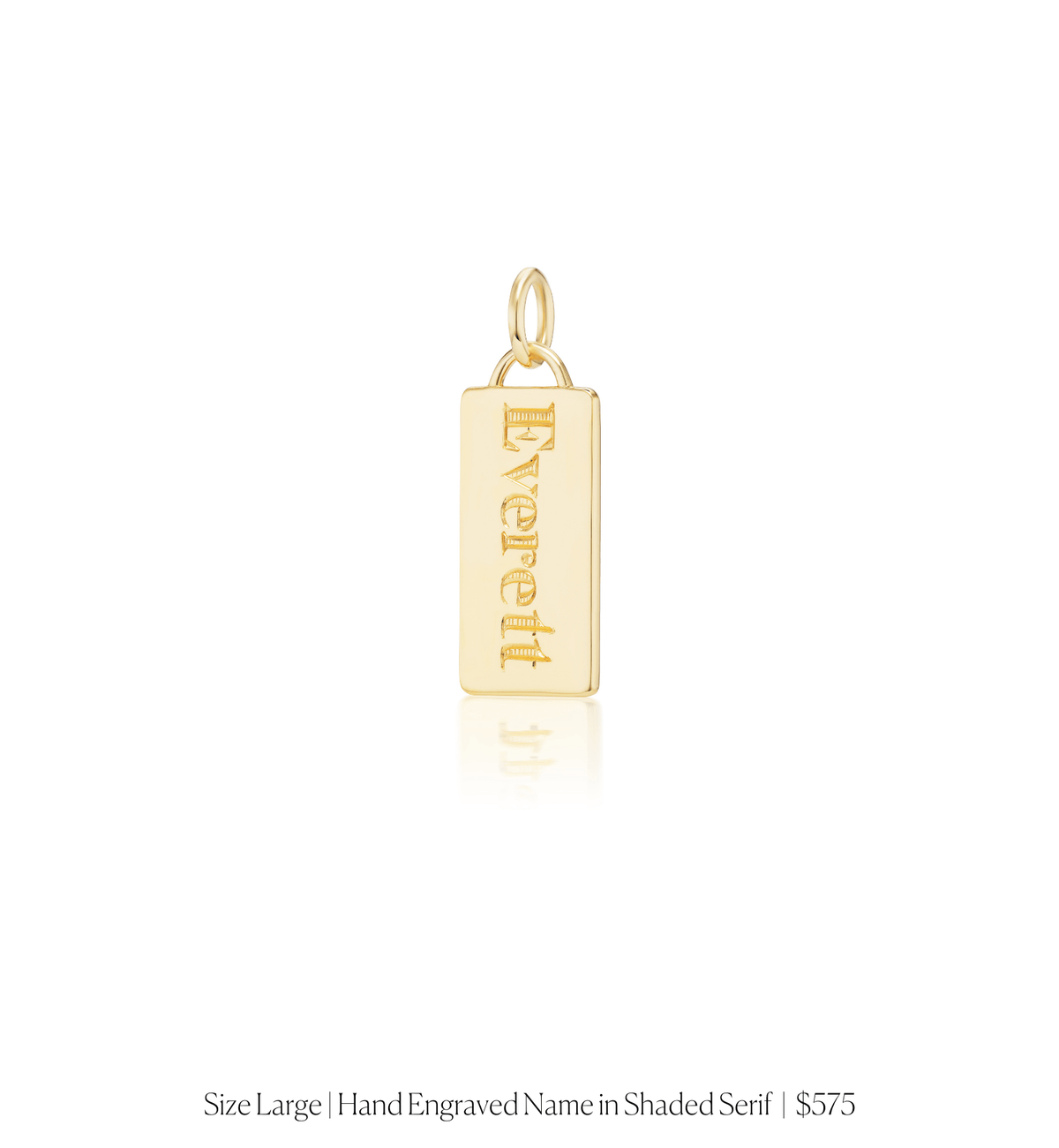 14k solid gold personalized Classic Rectangle Charm with custom hand engraving