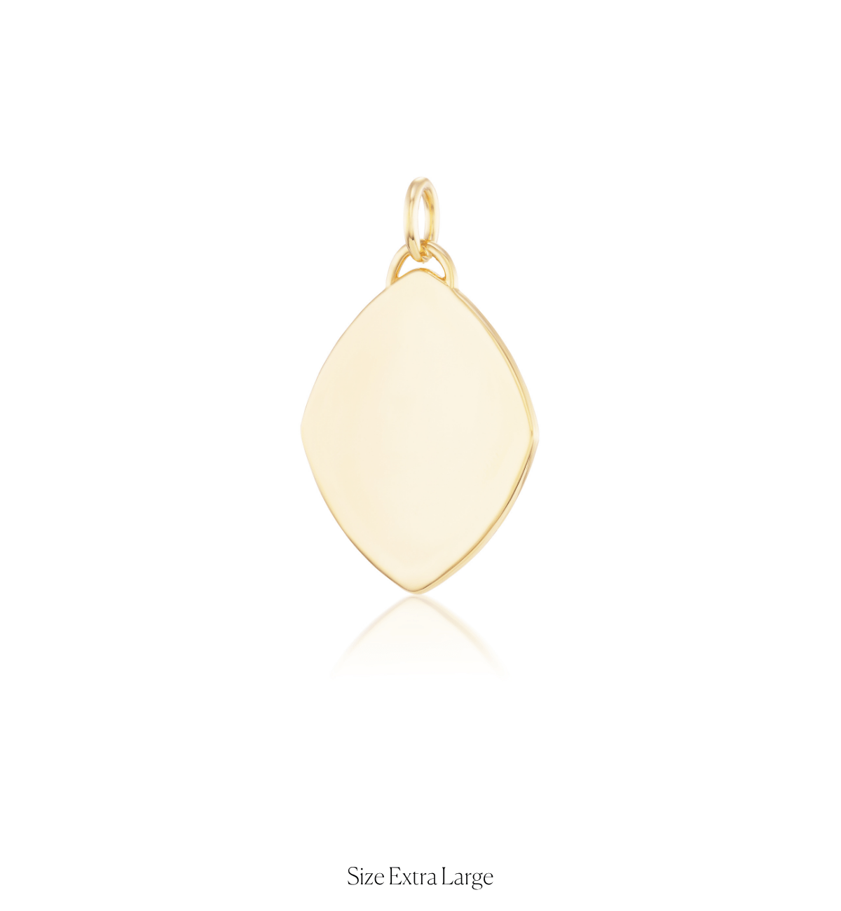 14k solid gold engravable Classic Marquise Charm with a marquise silhouette