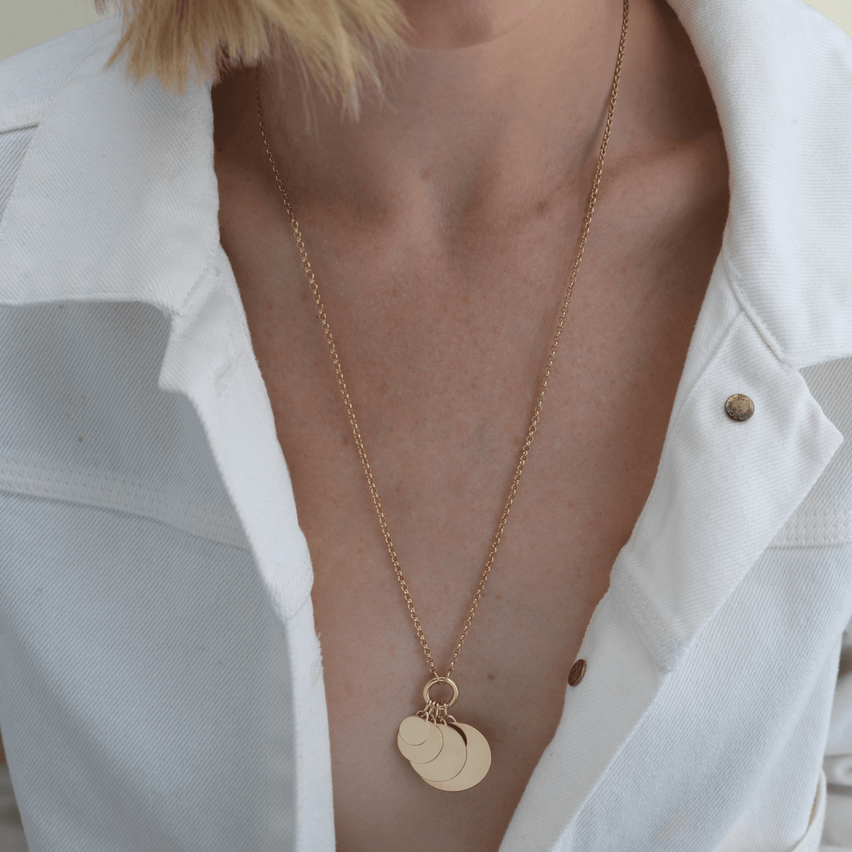 14k solid gold personalized Classic Circle Charm with custom hand engraving
