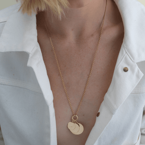 14k solid gold personalized Classic Circle Charm with custom hand engraving