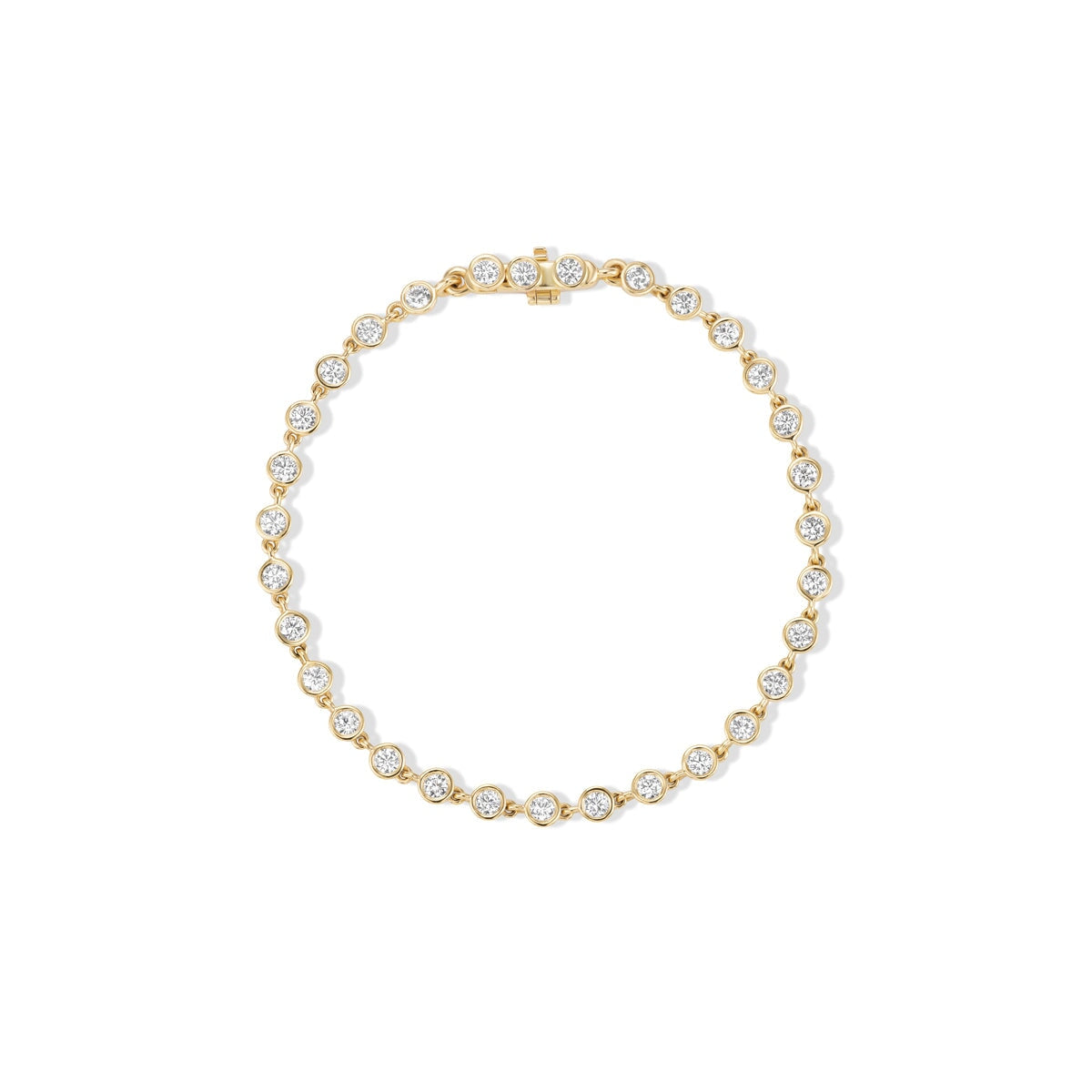 14k solid gold Ping Pong Bracelet with bezel-set diamond links