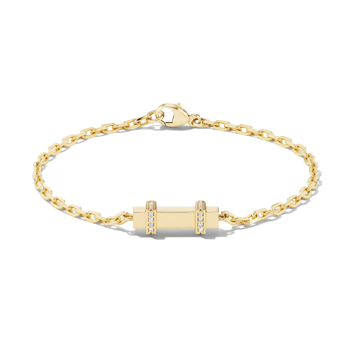 14k solid gold Diamond Rail Bracelet necklace with a row of diamonds