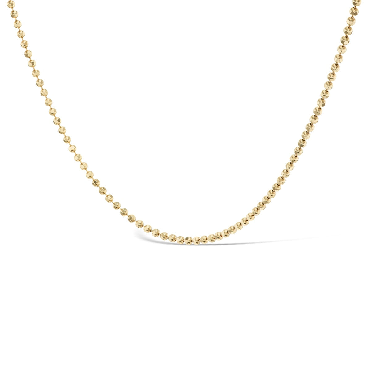 14k solid gold Caviar Necklace in a diamond-cut ball link