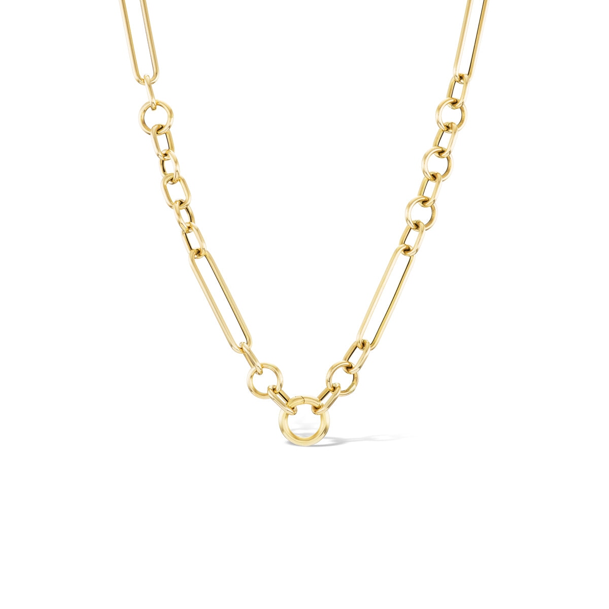 14k solid gold Mixed Link Charm Clip Necklace