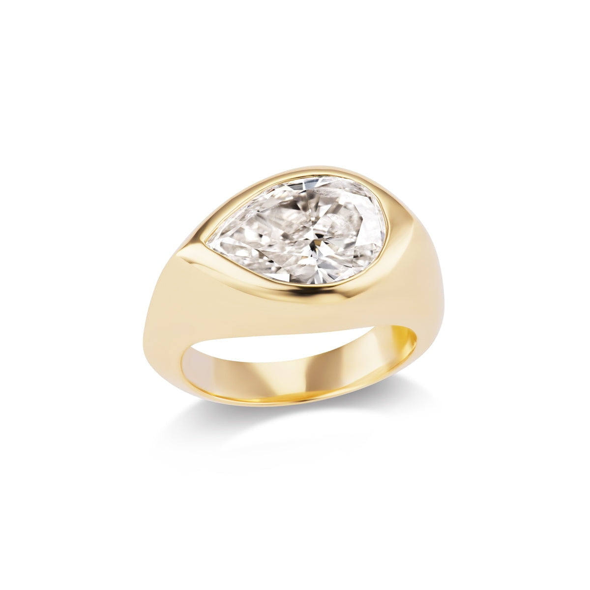 14k solid gold Icon engagement ring with a bezel-set diamond
