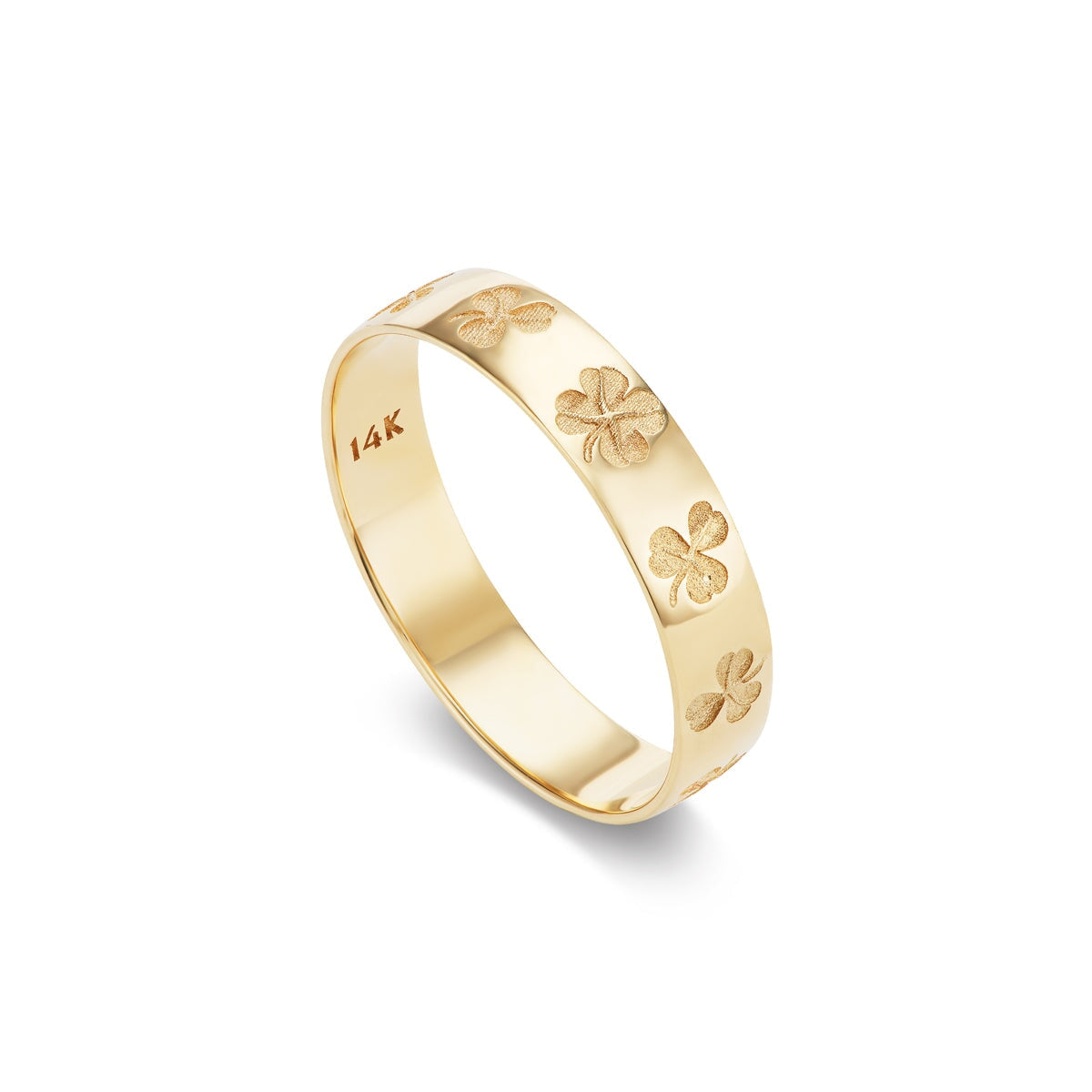14k solid gold Clover Ring with an interlocking knot design