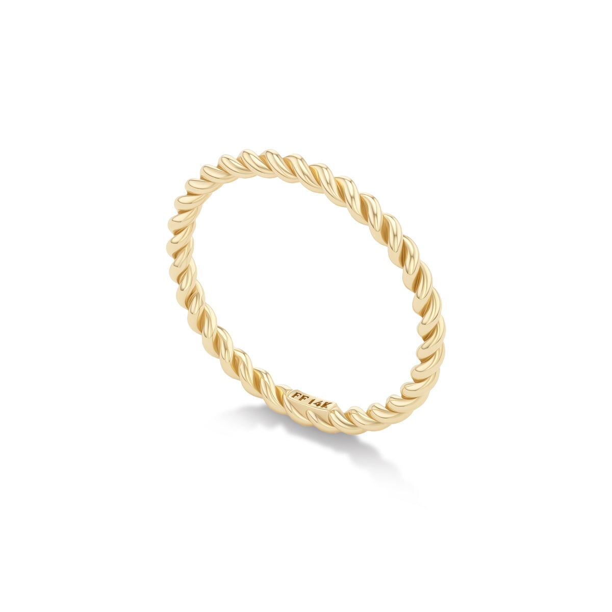 14k solid gold Rope Ring with a twisted rope design