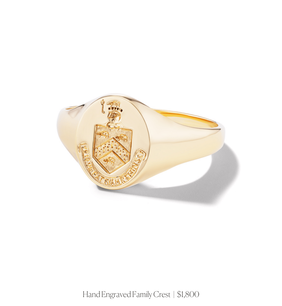 14k solid gold personalized Heritage Signet Ring with custom hand engraving