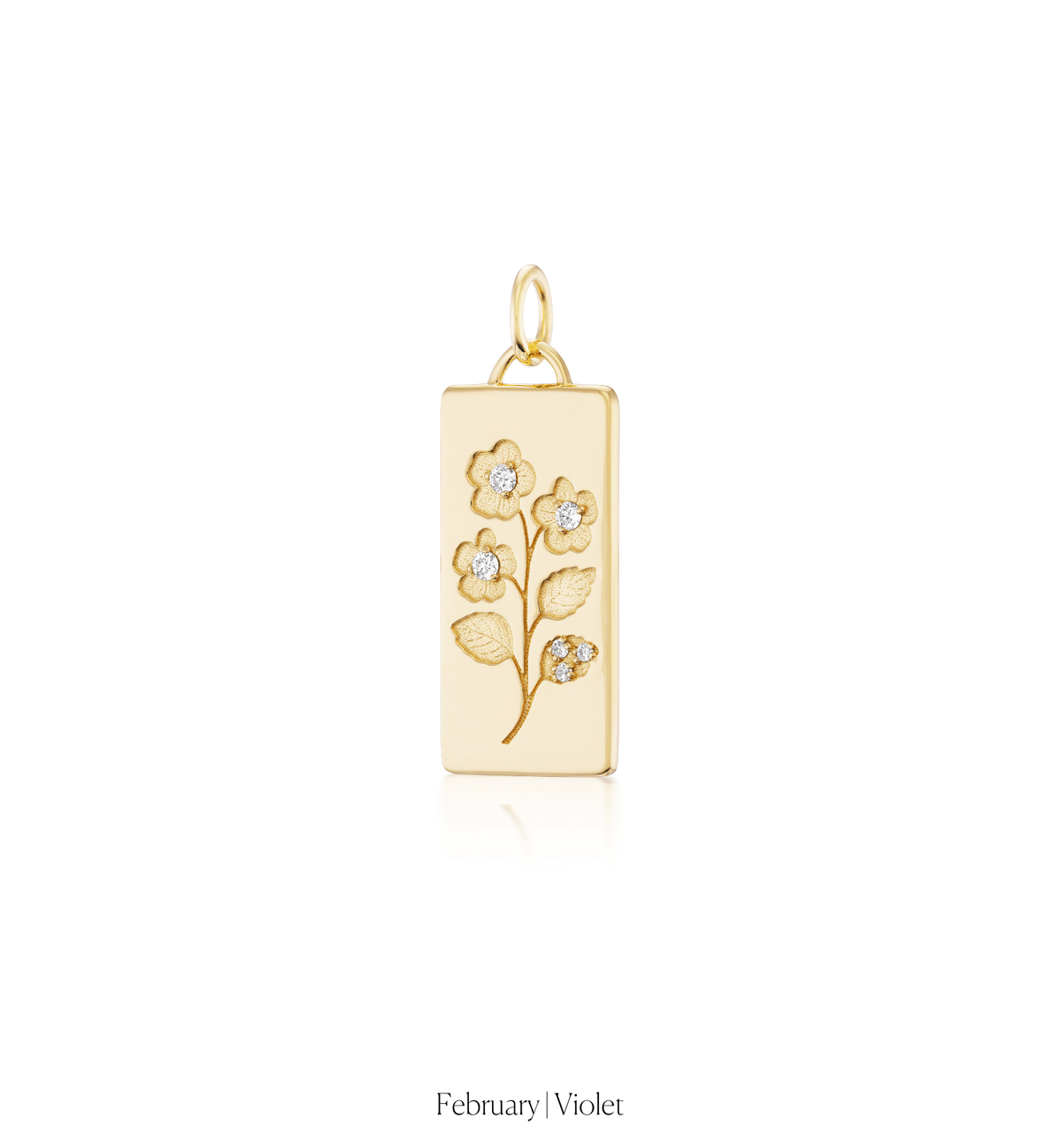 14k solid gold Birth Month Flower Charm with a birth-month flower motif