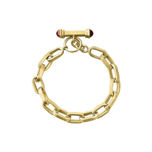 SOLD Vintage Flat Link Bracelet w/ Gold Toggle