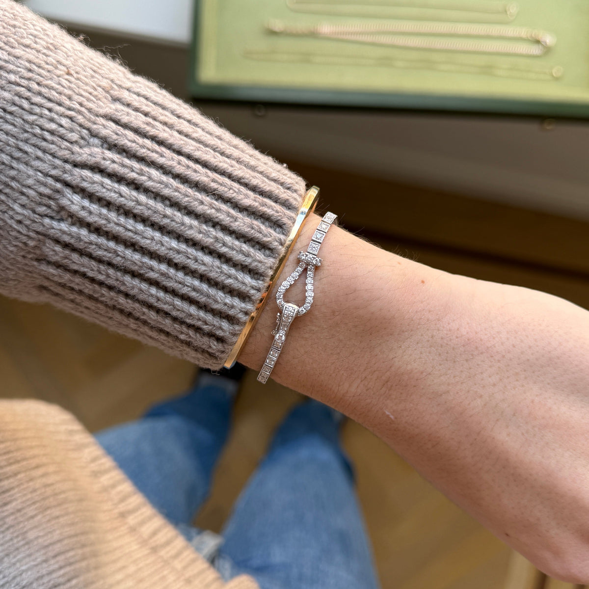 Vintage Diamond Buckle Tennis Bracelet
