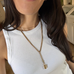 Vintage Edwardian Curb Link Dog Clip Drop Necklace