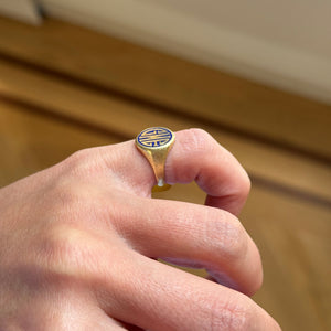 Vintage Blue Enamel Monogram Signet Ring GME