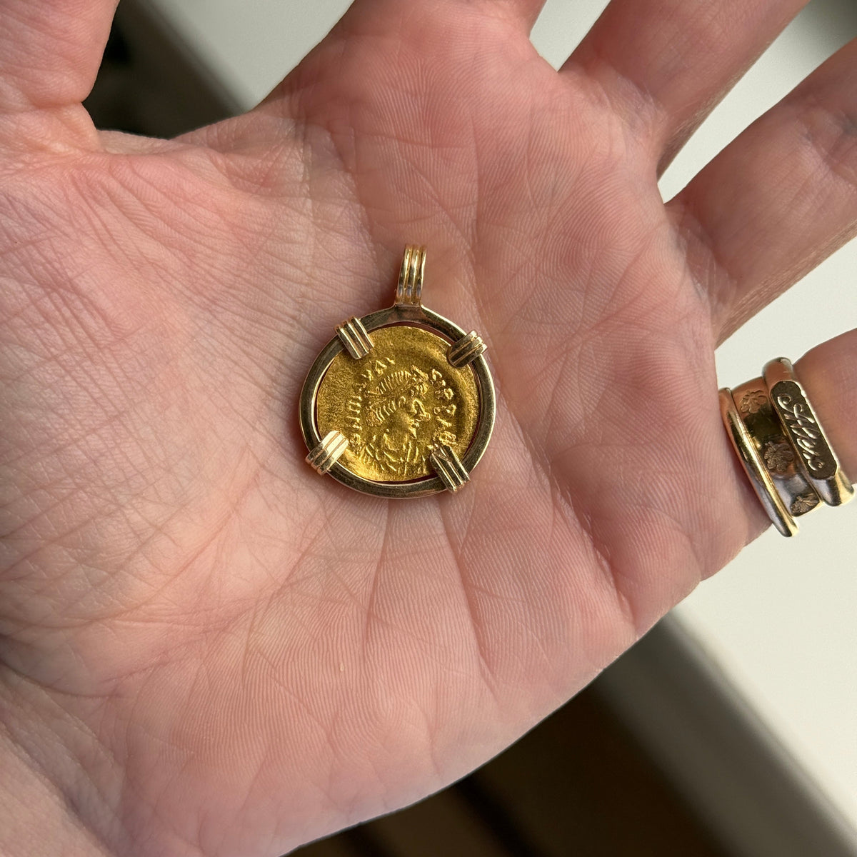 Vintage 23k Greek Coin Charm