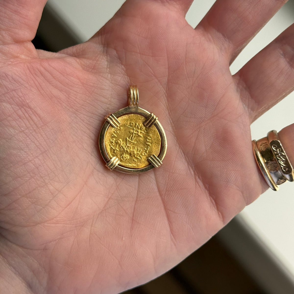 Vintage 23k Greek Coin Charm