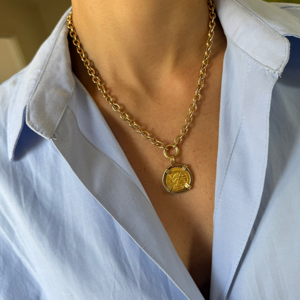 Vintage 23k Greek Coin Charm