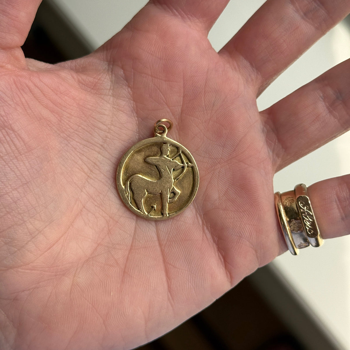 Vintage Sagittarius Overlay Charm