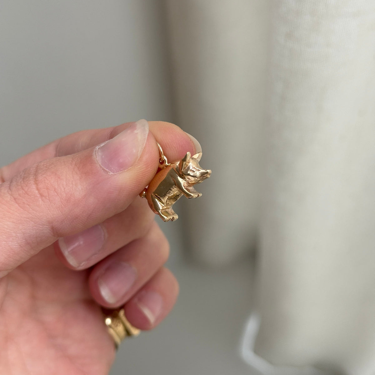 Vintage 3D Pig Charm
