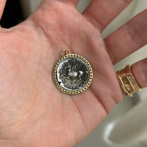 Vintage Silver Roman Soldier Coin Charm