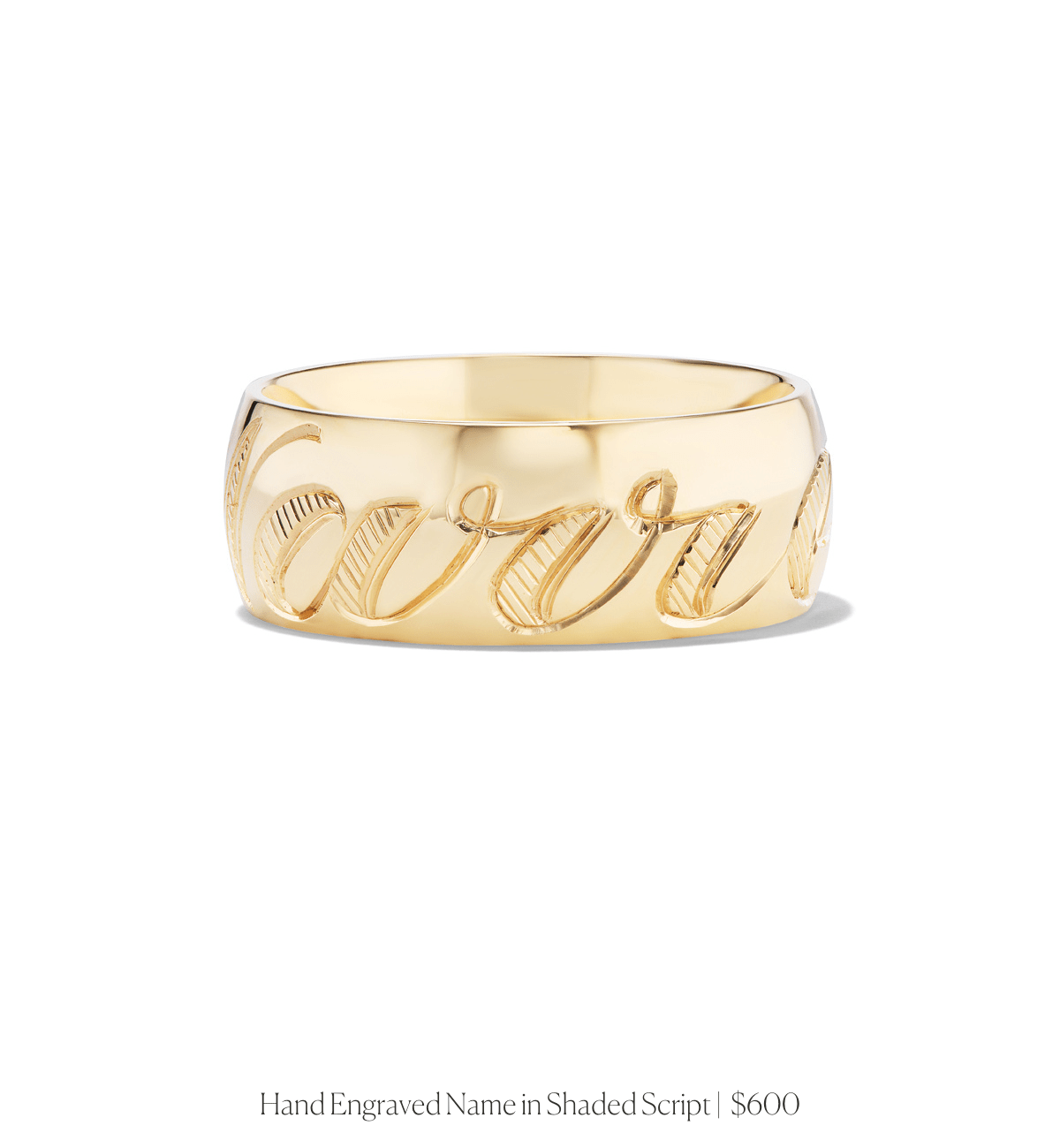 14k solid yellow gold personalized Cigar Band ring with custom hand engraving