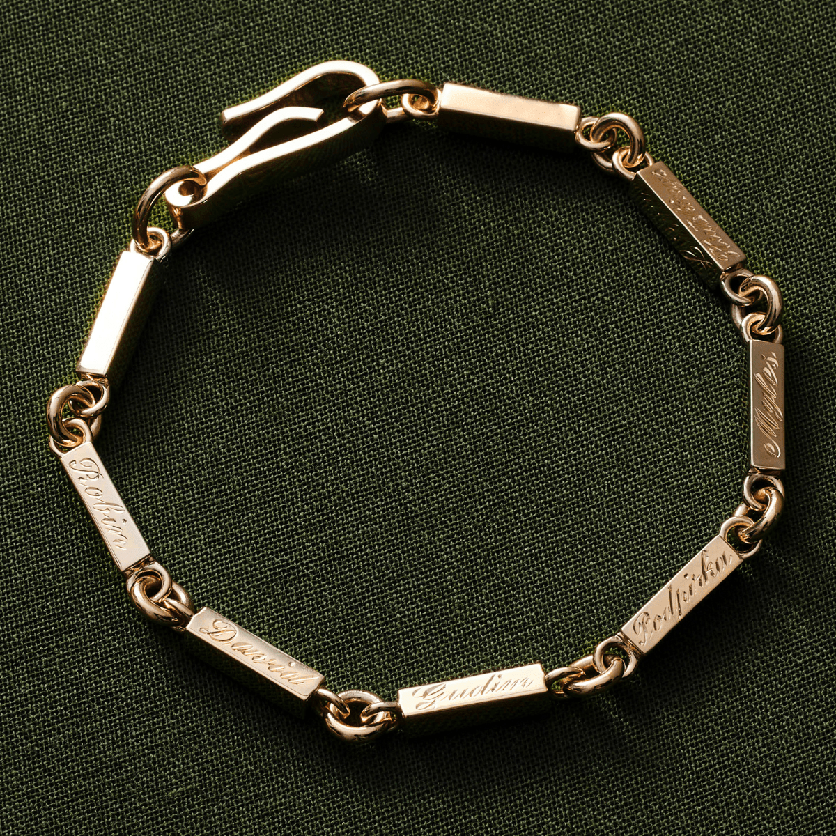 14k solid gold personalized Family Bracelet with custom hand engraving