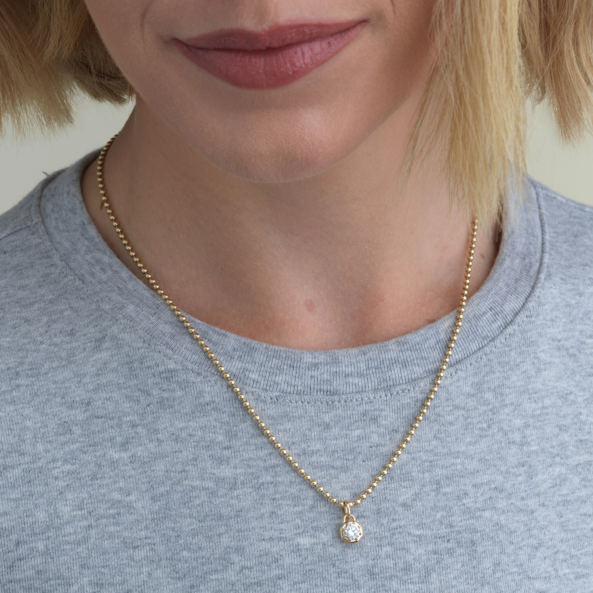 14k solid gold Ball Chain in a polished ball link