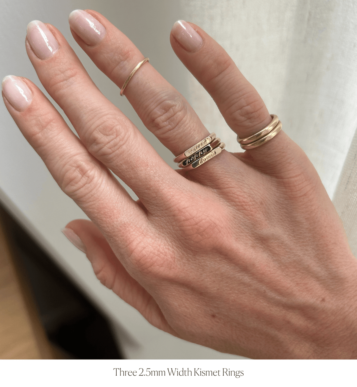 14k solid yellow gold personalized Kismet Signet Ring with custom hand engraving, in 2.5mm
