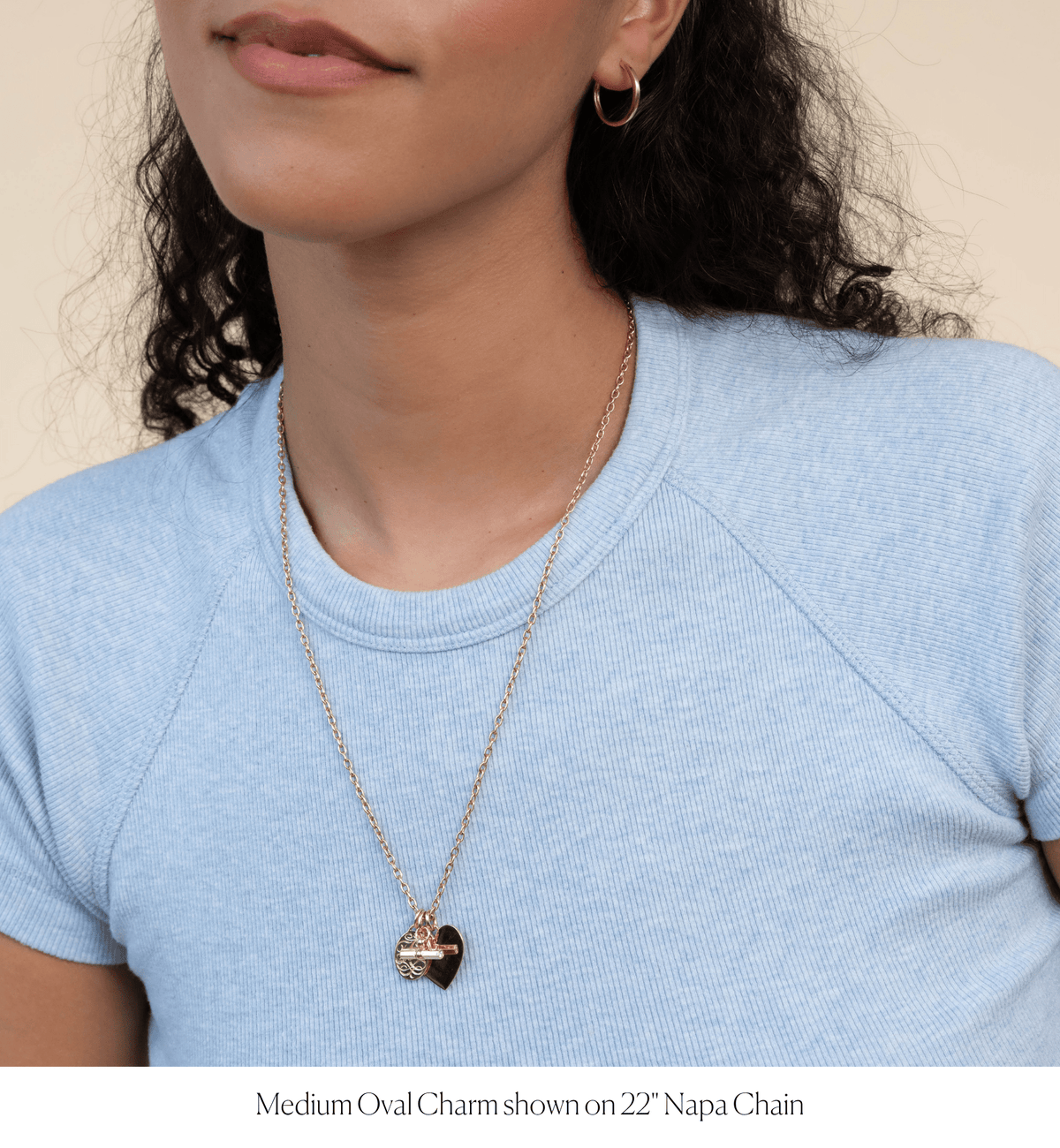 14k solid gold engravable Classic Oval Charm