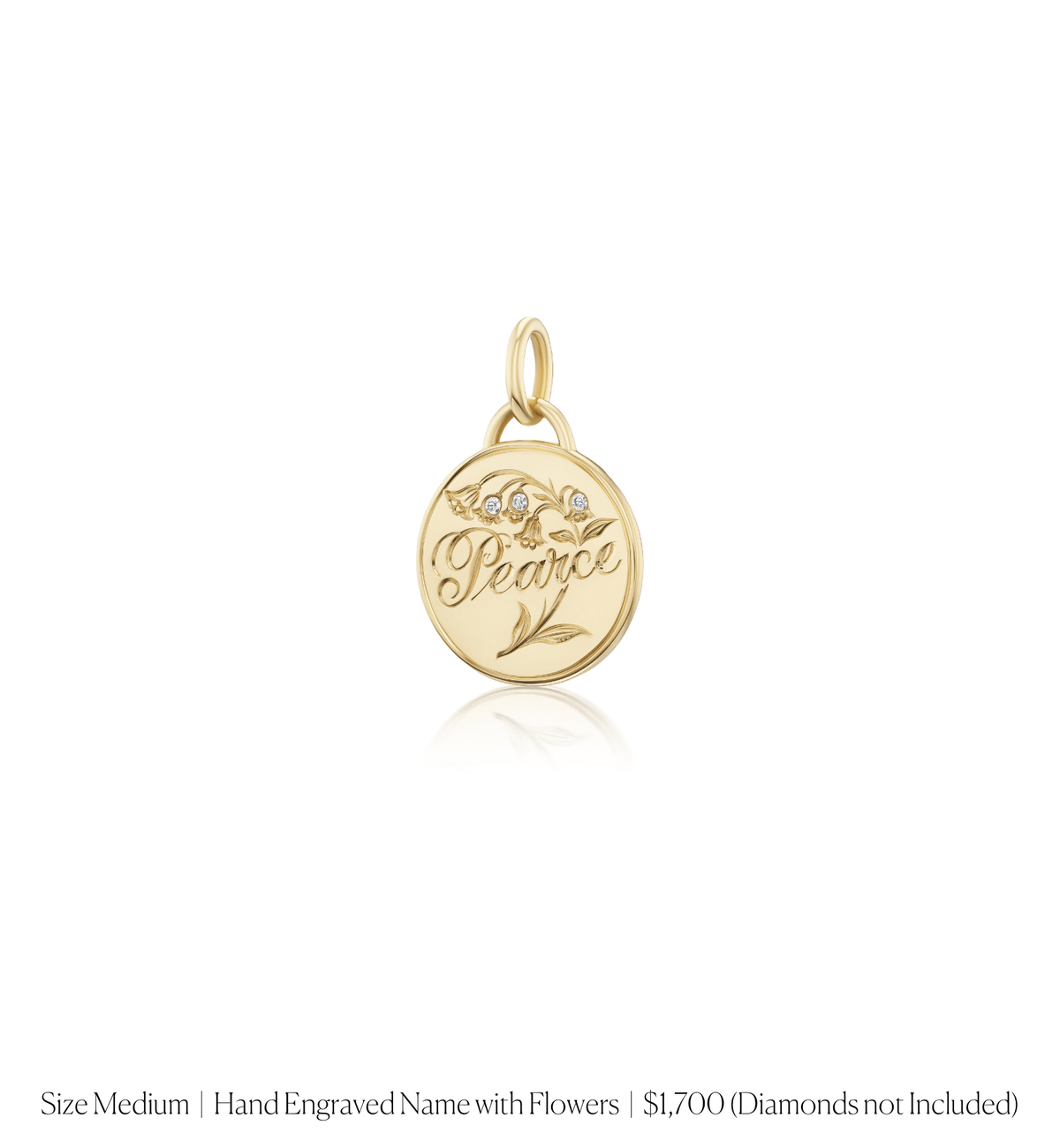 14k solid gold personalized Classic Circle Charm with custom hand engraving