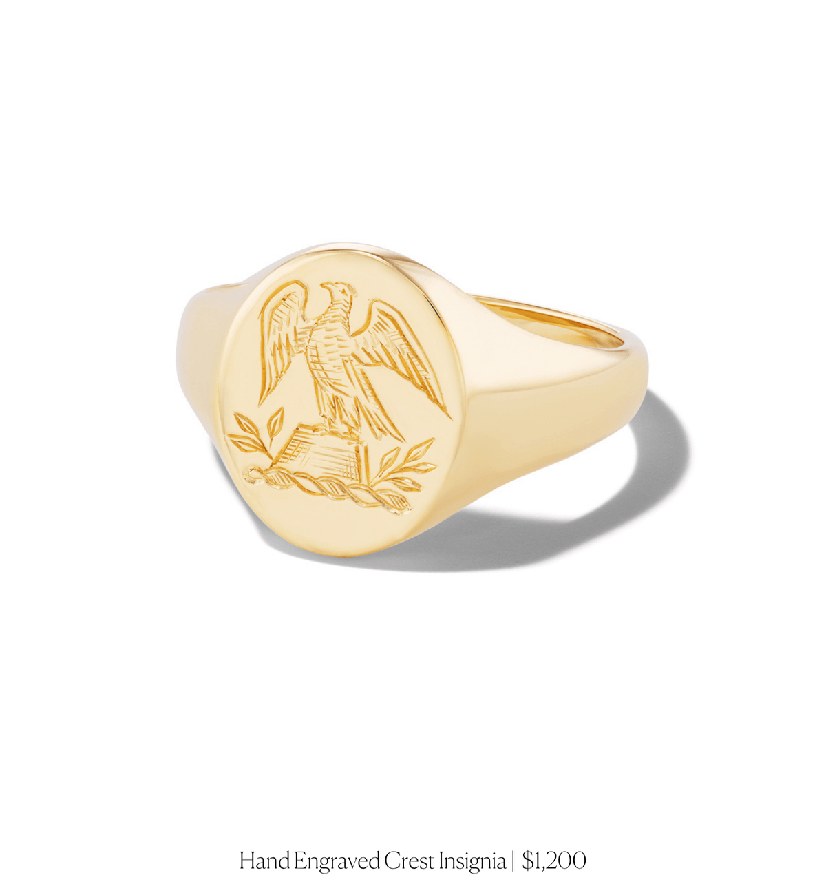 14k solid gold personalized Heritage Signet Ring with custom hand engraving
