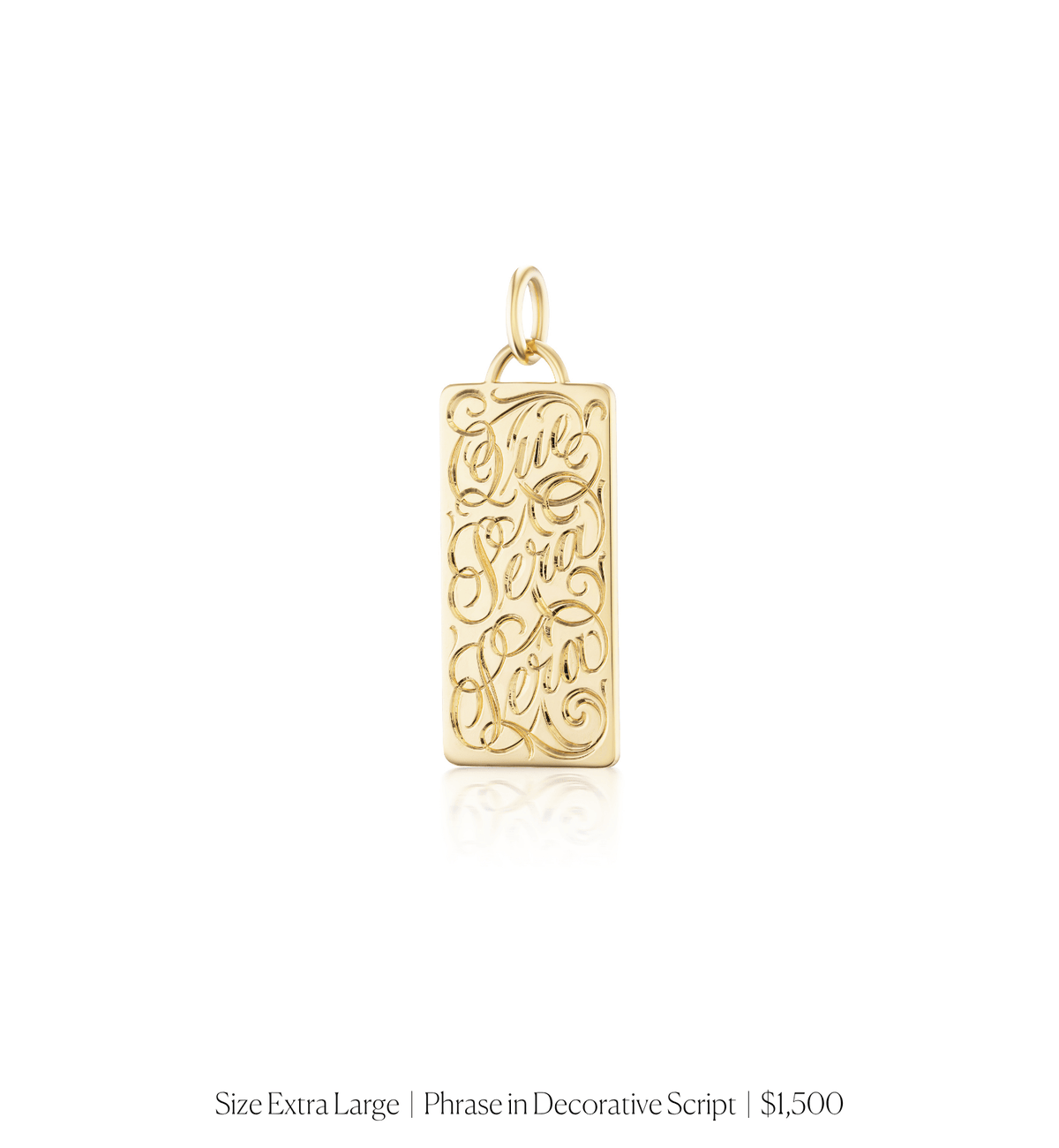 14k solid gold personalized Classic Rectangle Charm with custom hand engraving
