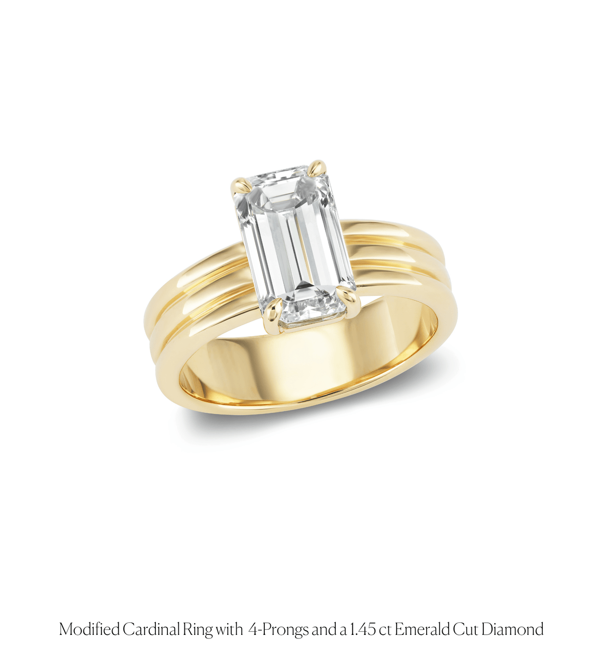 14k solid gold Cardinal engagement ring with a triple-band design