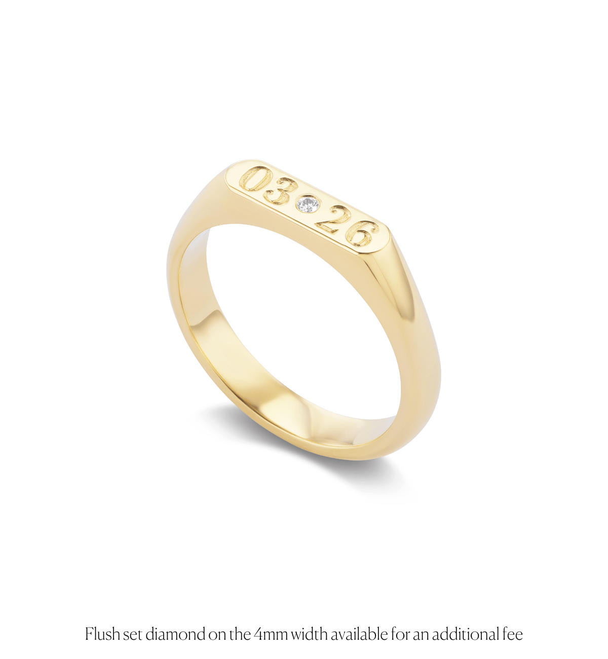 14k solid yellow gold personalized Kismet Signet Ring with custom hand engraving, in 2.5mm