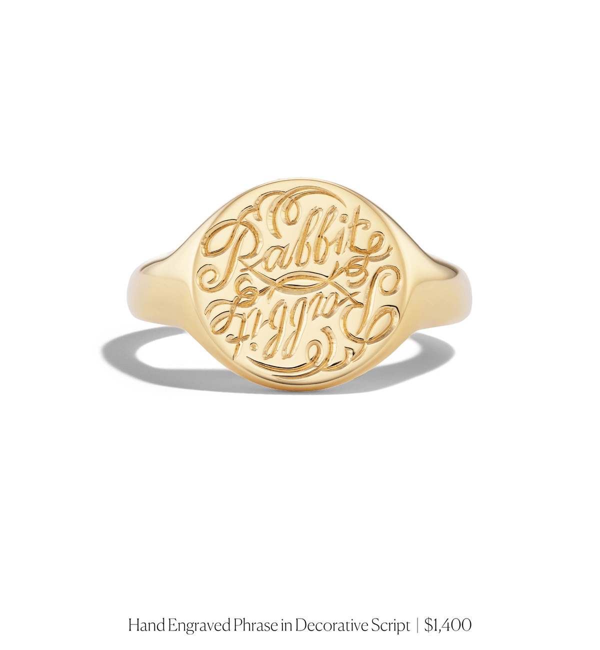 14k solid gold personalized Round Signet Ring with custom hand engraving
