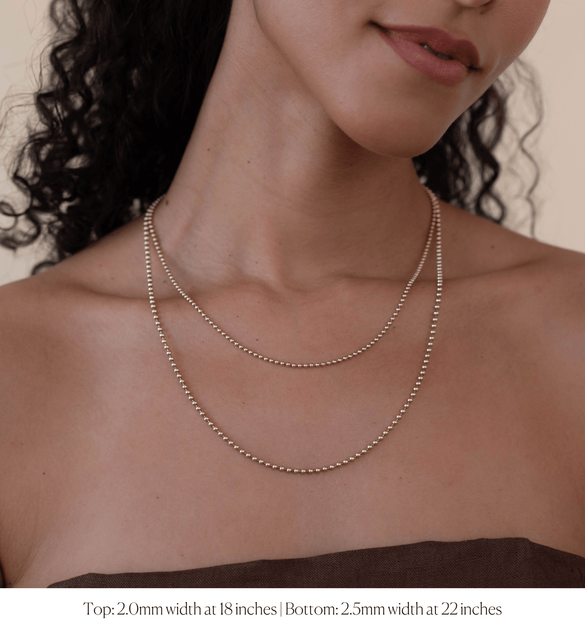 14k solid gold Ball Chain in a polished ball link