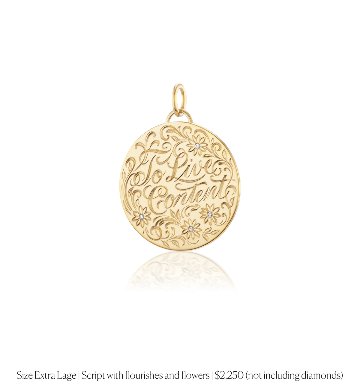 14k solid gold personalized Classic Circle Charm with custom hand engraving