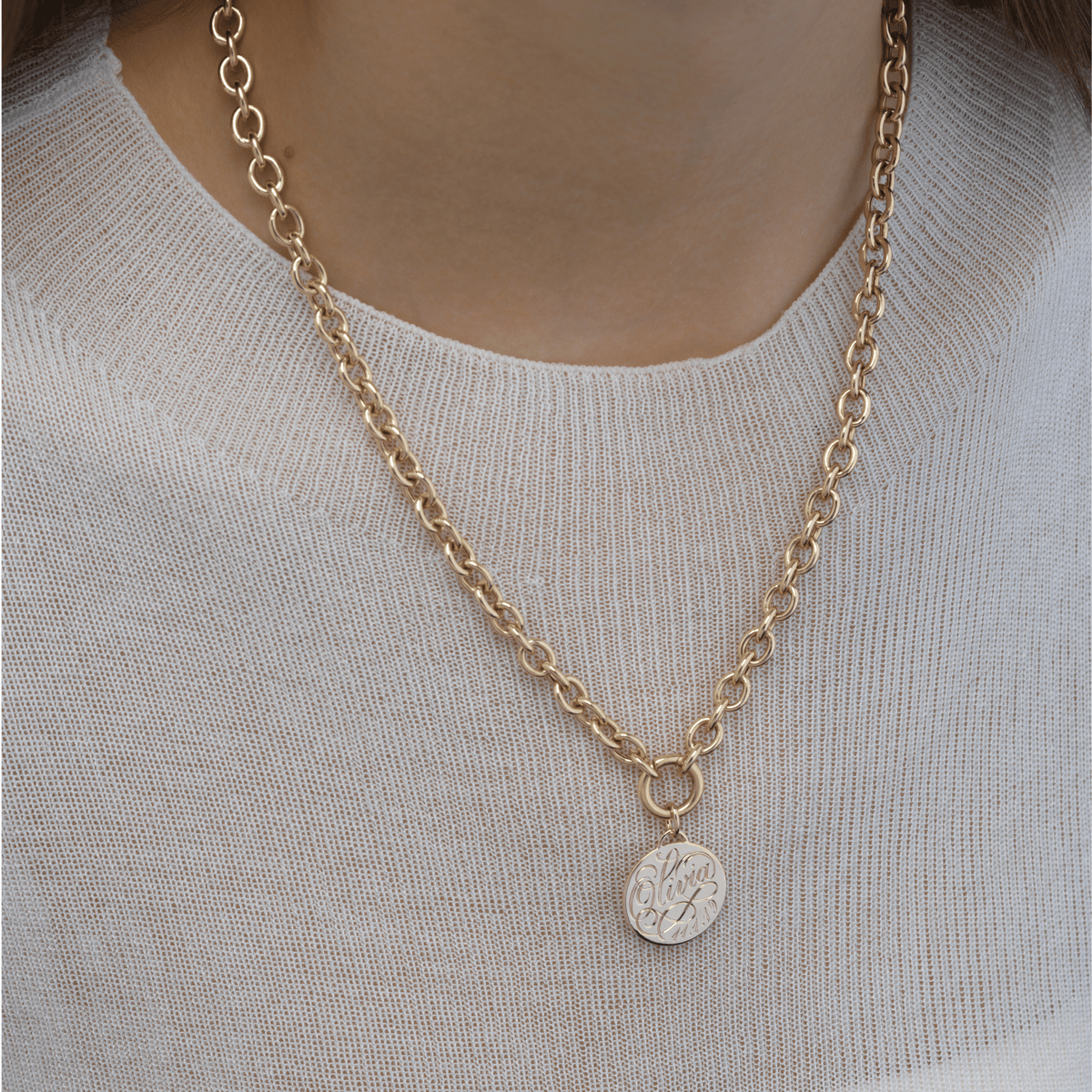 14k solid gold The Name & Date Charm
