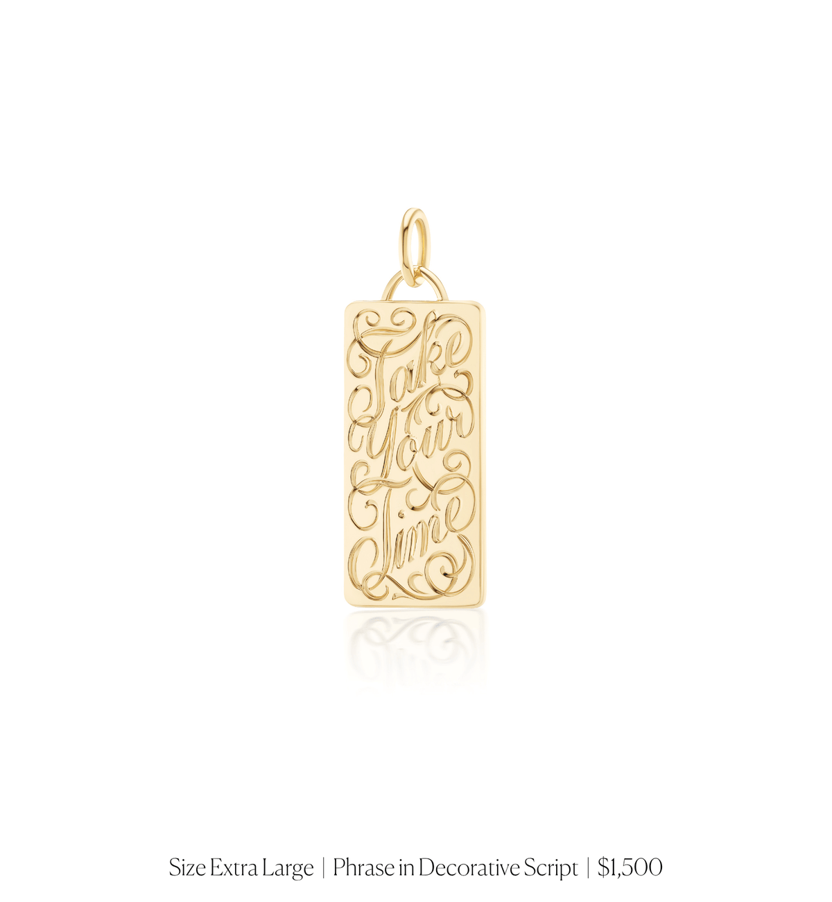 14k solid gold personalized Classic Rectangle Charm with custom hand engraving