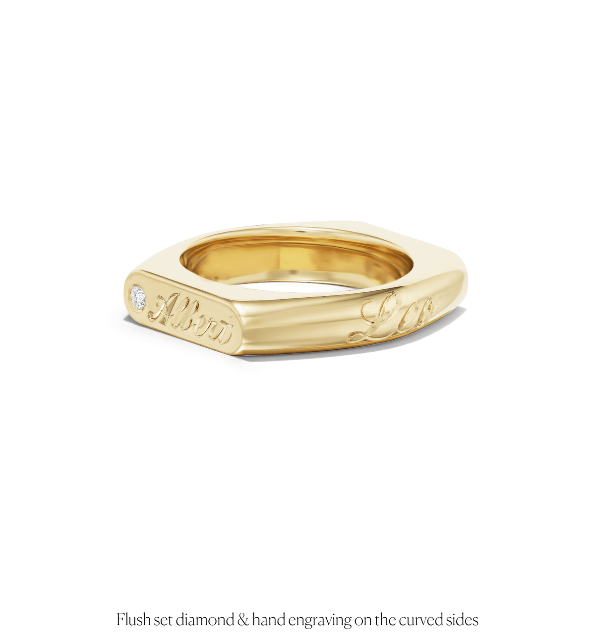 14k solid gold engravable Double Sided Signet Ring with two signet faces