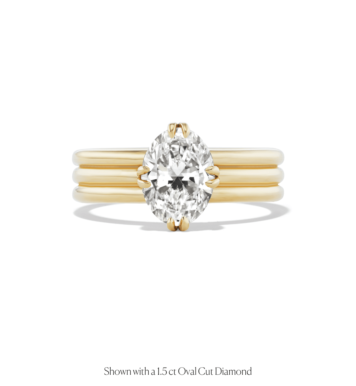 14k solid gold Cardinal engagement ring with a triple-band design