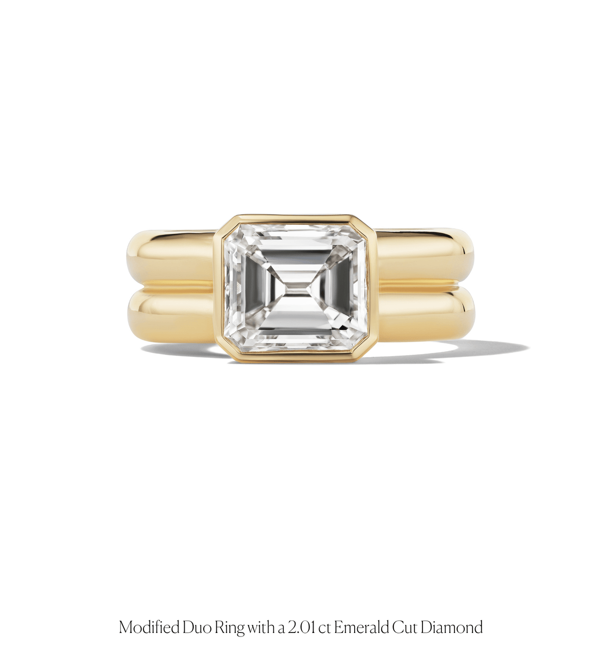 14k solid gold Duo engagement ring with two bezel-set diamonds